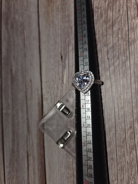 jcpenney Heart-Shaped Burgundy Red Gemstone Halo Ring with Silver Band - Picture 3 of 3